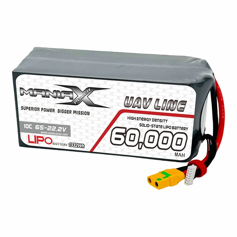 ManiaX Solid{0}}State Lipo 6S-22,2V 60 000mAH 10C drona un bezpilota lidaparātu akumulators